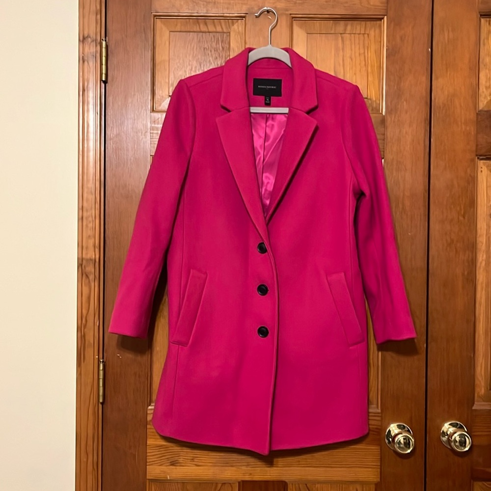 Banana Republic Bright Pink Coat Medium Petite